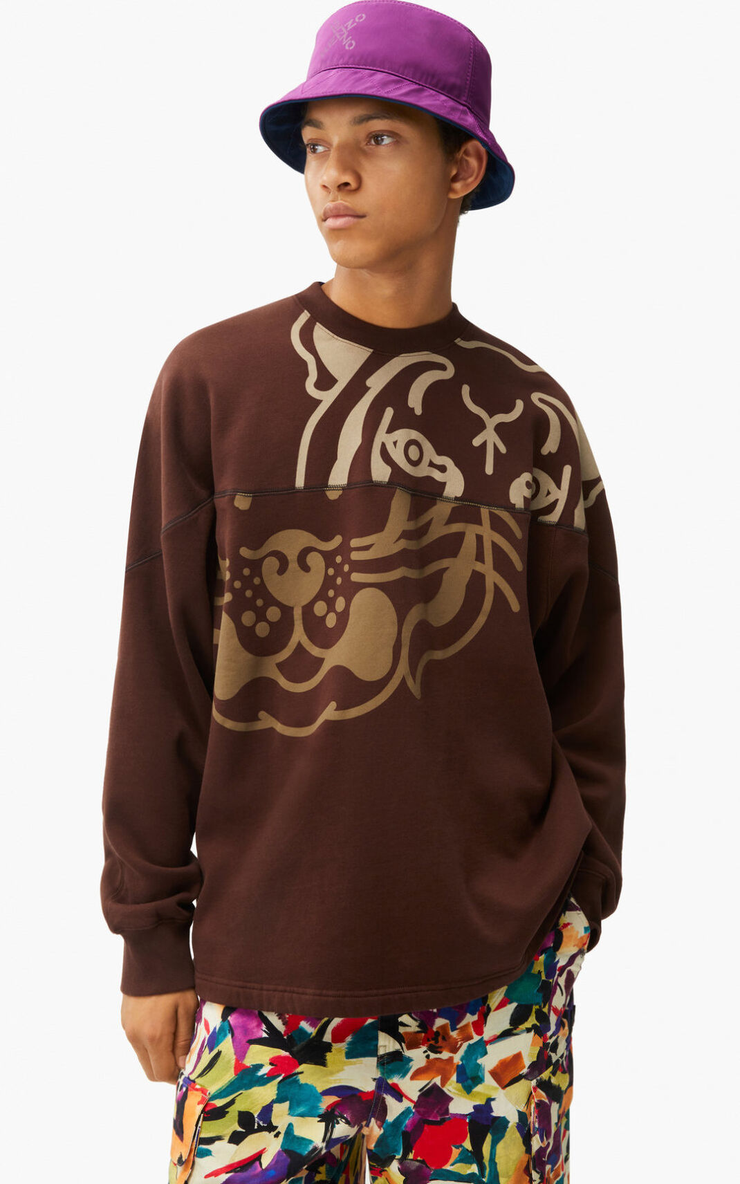 Sudadera Kenzo K Tiger oversized Hombre Marrones Oscuro - SKU.3925279